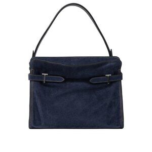 Le Tanneur Emie Large Shoulder Bag Prussian Blue Denim Suede Luxe Tote